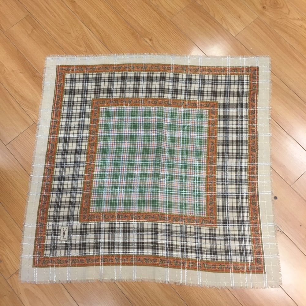 YSL vintage plaid print scarf - Picture 3 of 4